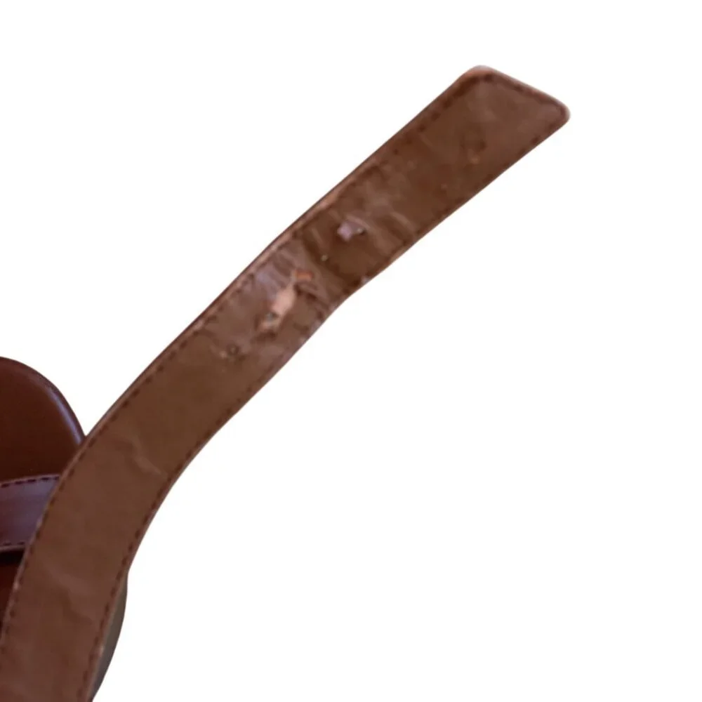 Mossimo Supply Co. Brown Faux Leather Platform Heeled Sandals - Size 7